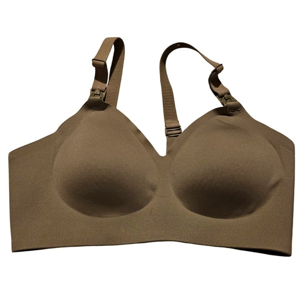 Momcozy S Beige Seamless Nursing Bra With Adjustable Straps & Back Closure